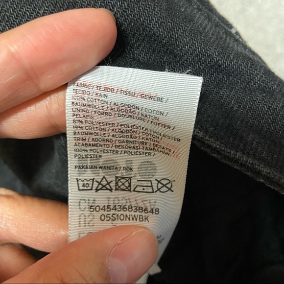 TOPSHOP Moto Leopard Stripe Black Denim Skirt Women’s Size 6 - Picture 8 of 10